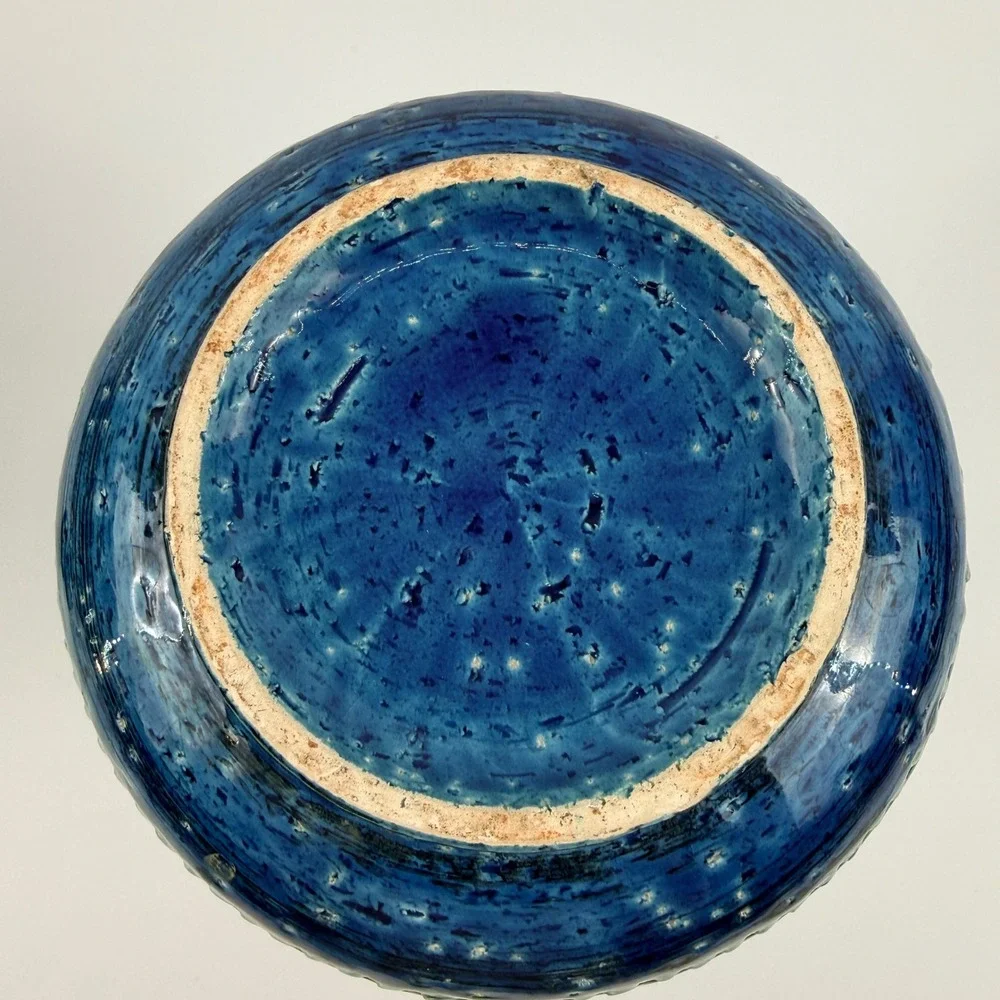Bitossi Rimini Blue Squat Onion Vase Aldo Londi Italy MCM 6.5